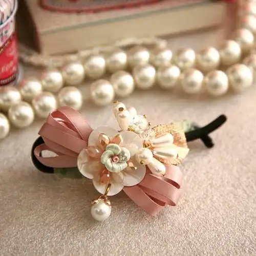 日韩手工花朵发卡发饰发夹饰品头花韩国扭扭夹香蕉夹头饰m