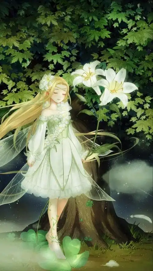 让人眼前一亮/森系动漫少女高清图片/绿色系卡通壁纸