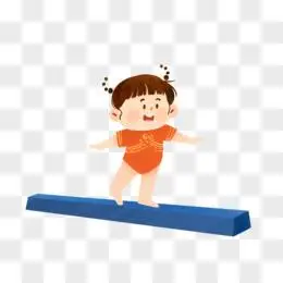 q版卡通儿童走平衡木手绘元素