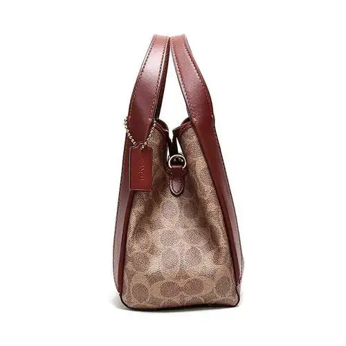 coach蔻驰奢侈品女士老花涂层帆布配皮hadley21号半月包手提单肩斜