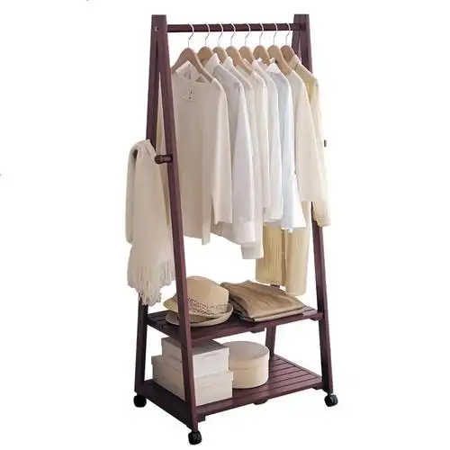 简约现代衣帽架实木衣架落地卧室挂衣架木质衣架室内衣服架子