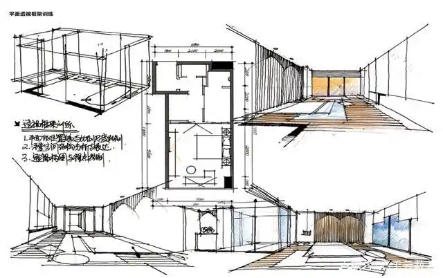 室内手绘根据平面图快速搭建空间透视框架的方法解析