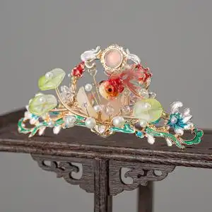 好运锦鲤汉服流苏发冠古风配饰国画中国风发饰女古代古装汉风头饰