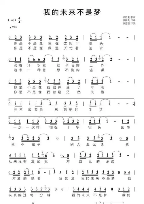 我的未来不是梦智能简谱