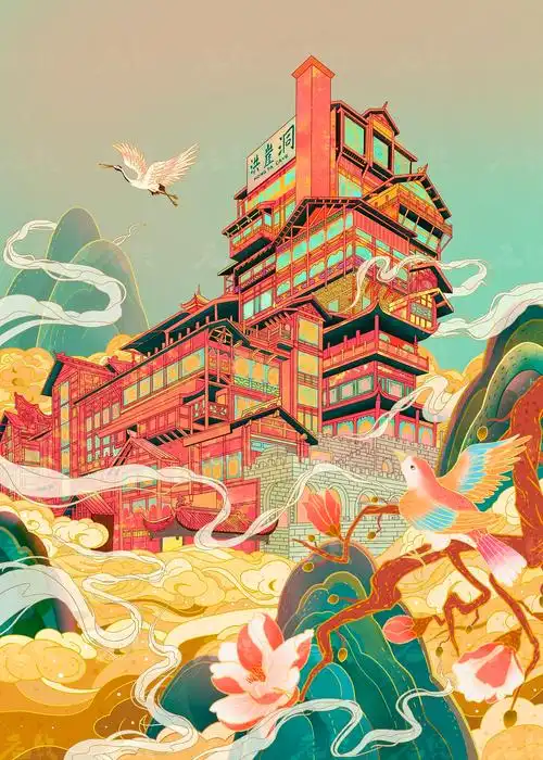 重庆洪崖洞|插画|商业插画|老乾lq_原创作品-站酷zcool