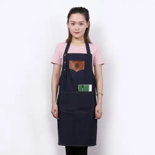 单肩牛仔围裙奶茶茶店咖啡师文艺师美发美术围裙