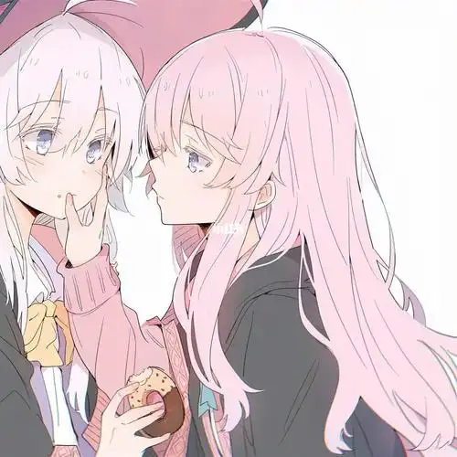 动漫闺蜜头像粉色系粉黑白可爱甜美