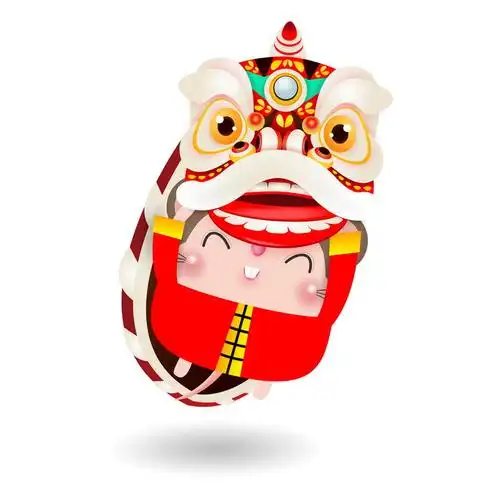 可爱卡通的中国传统舞狮子图片免抠矢量素材