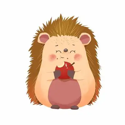 可爱的小刺猬正在在吃苹果psd素材秋天刺猬