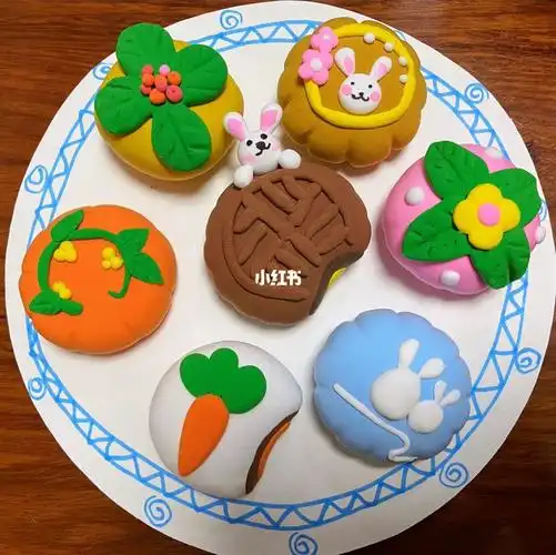 彩泥粘土月饼