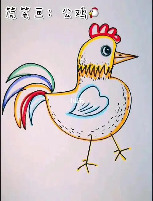 简笔画教程视频:公鸡/数字画/简笔画/画画_简笔画_画画_美术_月亮河