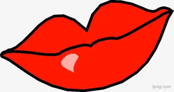 红色大红唇png素材透明免抠图片卡通手绘
