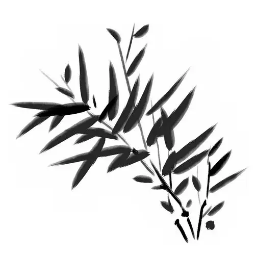 黑色竹叶水墨画毛笔画122875png图片素材