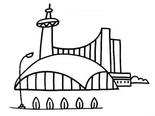 建筑未来城市简笔画