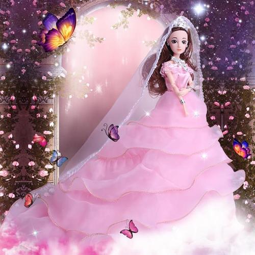 芭比娃娃套装大礼盒3d真眼公主婚纱长裙拖尾儿童女孩玩具包邮