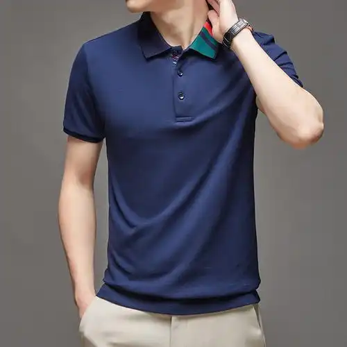 肯梵图夏季纯棉男士短袖t恤polo衫韩版简约商务休闲男上衣棉t打底