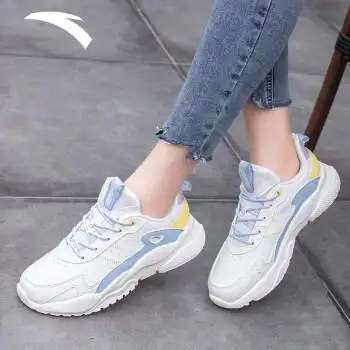 安踏女鞋运动鞋女夏季轻便时尚潮流休闲鞋舒适跑步鞋女老爹鞋女 象牙