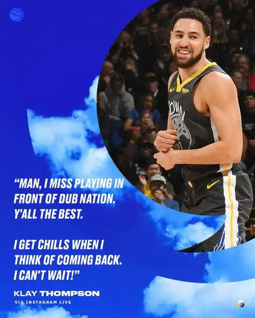 克莱汤普森伙计我很想念一起打球的日子每当想起要回归激动得颤抖