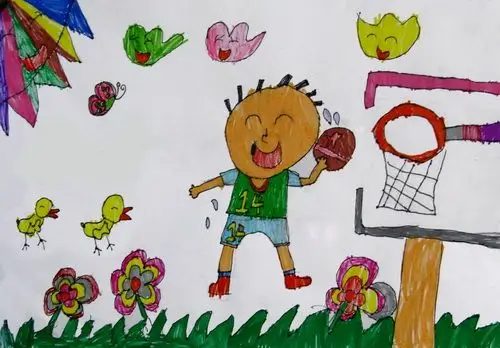 《打篮球》/少儿绘画作品/儿童画/网络美术馆_中国少儿美术教育网