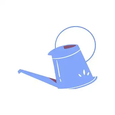 蓝色手绘卡通扁平风浇水壶元素png素材蓝色手绘卡通浇水壶人物浇水