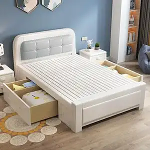 单人床1.2米小户型1.35m宽白色一米二儿童老人简约家用定制实木床