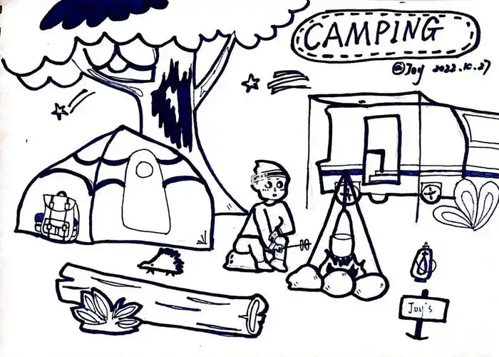 一颗橘子手绘打卡12期day14一起露营