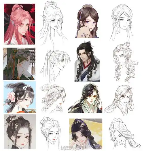 古风插画的头发画法