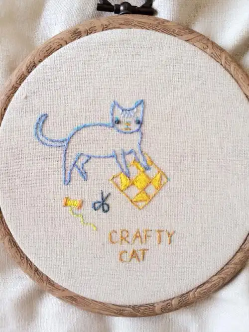 猫咪cat 刺绣 简单