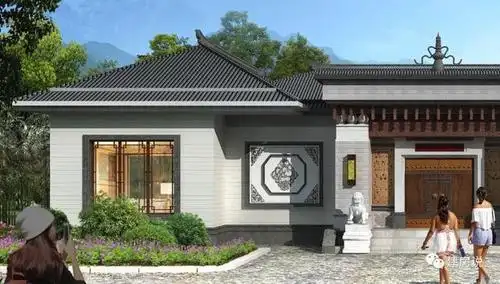 农村建房图纸:22万建中式庭院别墅,百万豪宅既视感,村里人看呆