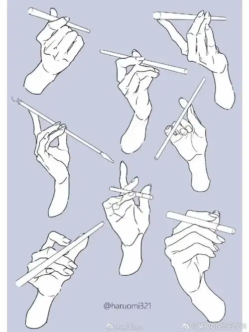 绘画超话#绘画参考##绘画素材#手部姿势和结构的绘画参考