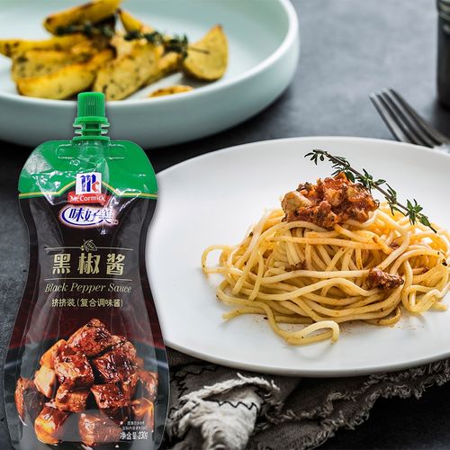 味好美黑椒酱230g*12袋黑胡椒酱汁牛排酱意大利面西餐酱料 挤挤装