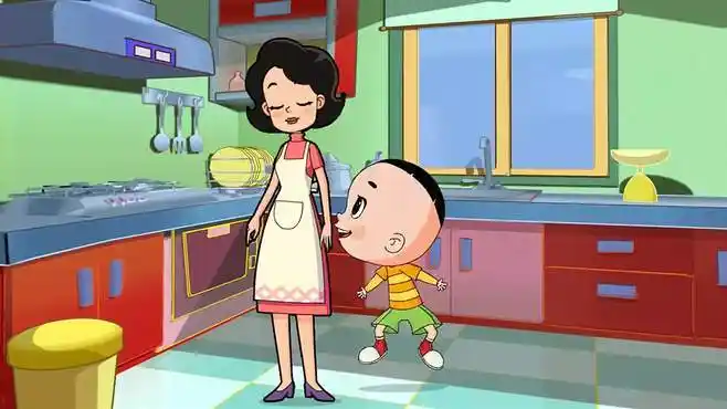 大头儿子:有围裙妈妈真好,大头不担心没东西招待,有好吃的饼干-母婴