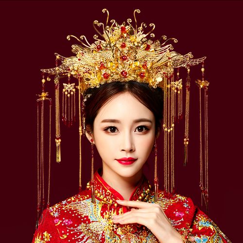 秀禾服头饰2021年新款大气宫廷皇后凤冠新娘结婚中式秀和古装发饰