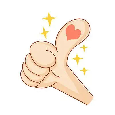 卡通手绘风格点赞手势大拇指点赞png素材点赞手势元素