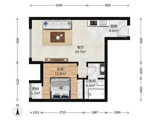 圣世一品1室1厅户型图