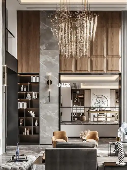 现代轻奢别墅挑空客厅设计