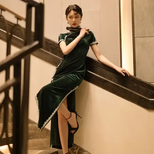 高开叉旗袍礼服图片