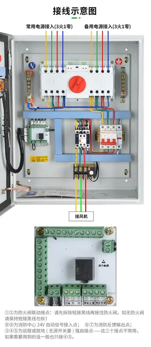 消防排烟风机控制箱三相dc24防火阀联动单双电源柜配电箱厂家直销 桔