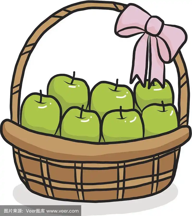 绿苹果在礼品篮卡通