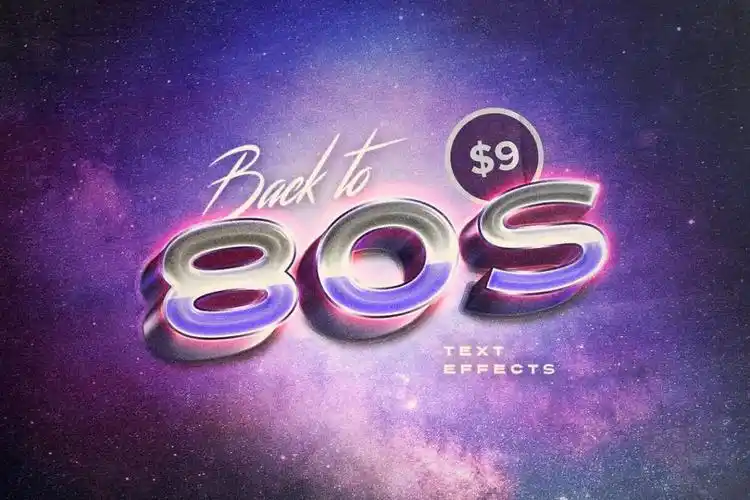 80年代的复古文本效果 back to the 80s retro text effects