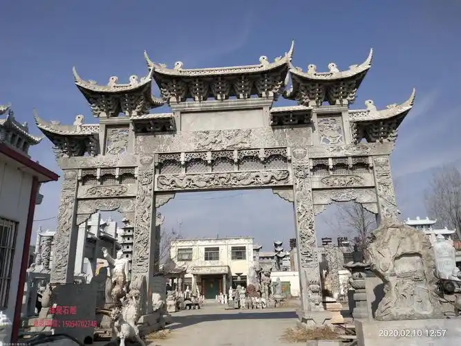 进村大气好看牌坊门楼石头牌楼厂家定做祥聚石雕