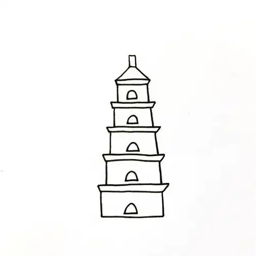 大雁塔简笔画 在看完之后,想必你已经熟练掌握了大雁塔简笔画的画法了