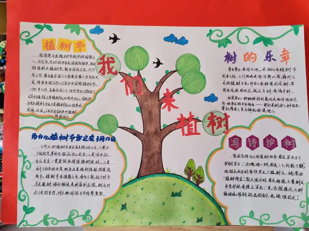 植树节手抄报.①植树节:我国是开展植树节最早的国家之一,19 - 抖音