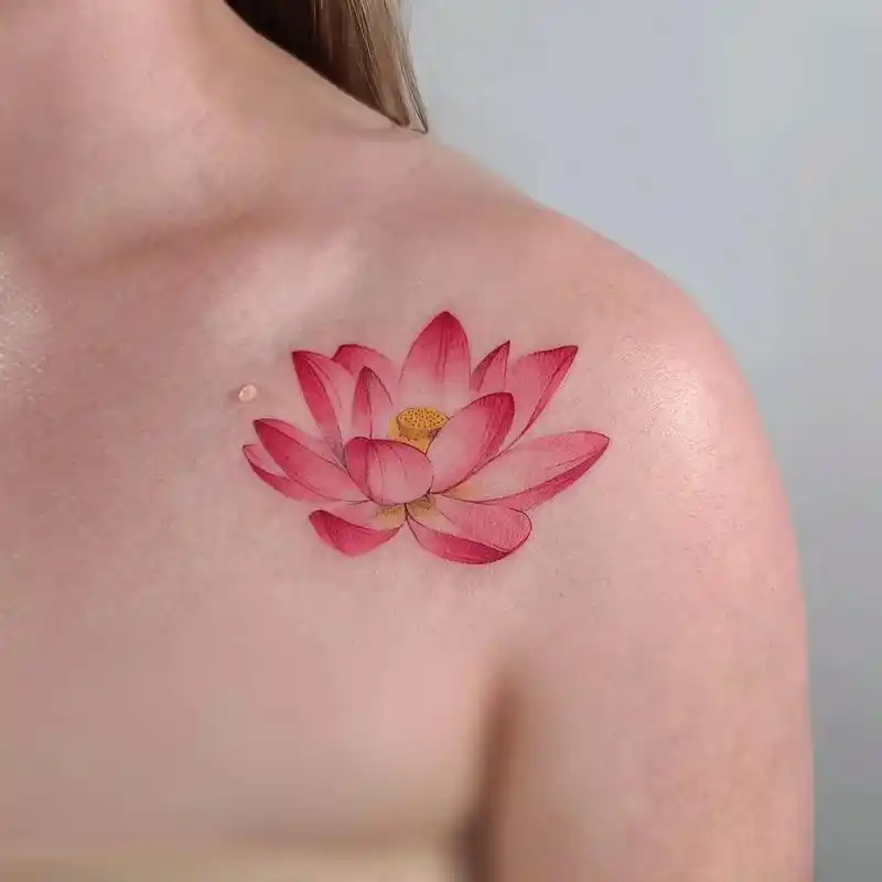 荷花纹身图案 #女生