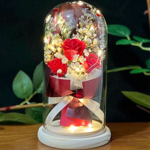 小荷晨风61六一儿童节生日礼物永生花礼盒女友男孩老婆妈妈鲜红玫瑰花