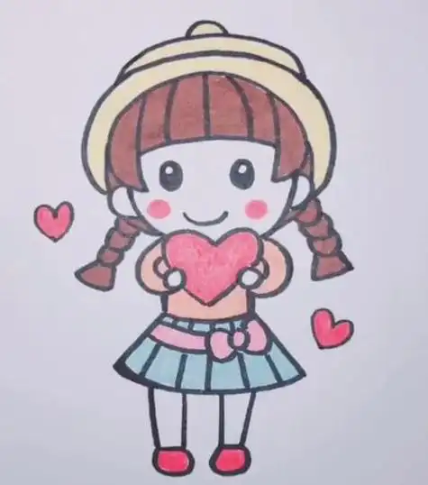 孩子拿着爱心简笔画