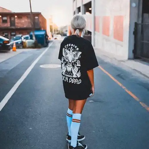 匪帮_西海岸匪帮原创后背大幅印花纯棉宽松t恤男蝴蝶大码oversize短袖