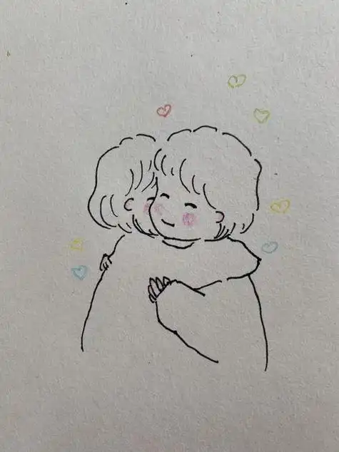 男孩和女孩拥抱简笔画