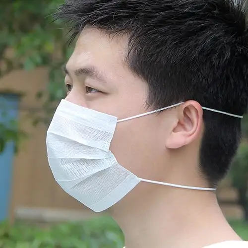 头戴式口罩一次性单层无纺布劳保50只薄款夏季透气工厂防尘头挂式