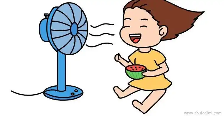 儿童简笔画吹风扇的